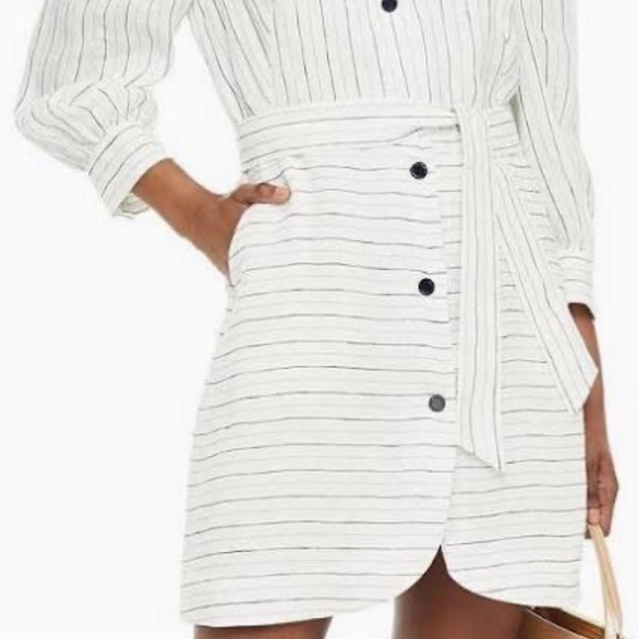 Sandro Paris Misia Belted Metallic Mini Shirtdress - Picture 2 of 7